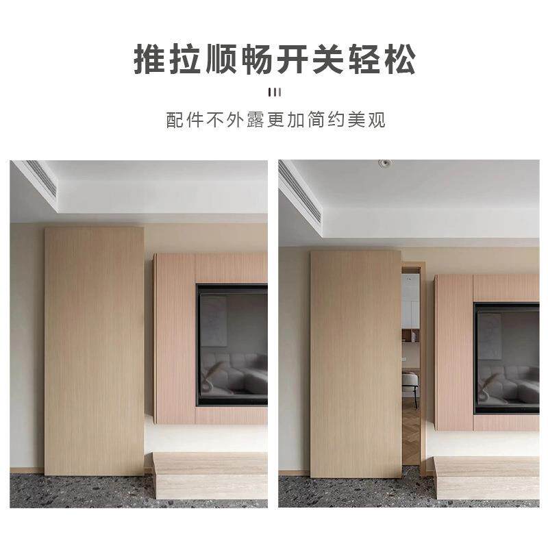 幽灵门隐形轨道木门推拉移门无轨吊滑轮卧室厨房双向缓冲五金配件
