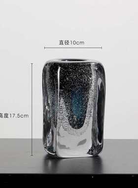 红透气泡摆件捷克奢玻璃餐桌高档明花瓶客厅玻璃插花创意花瓶网轻