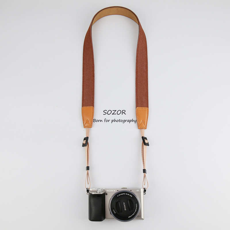 sozor单反相机背带微单XT50XT30XT20肩带适用牛仔挂绳斜挎复古