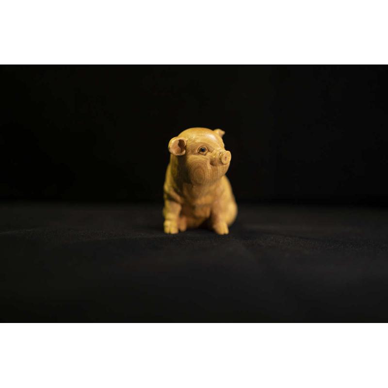 金猪送福木雕猪小叶黄杨木雕木雕摆件木雕动物茶宠文玩手把件