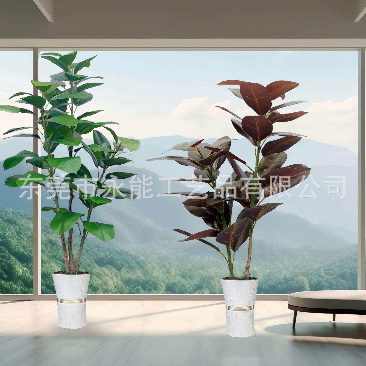 真橡皮室树绿植内客厅仿电视柜装饰景造摆件加YN-83密款大型落地