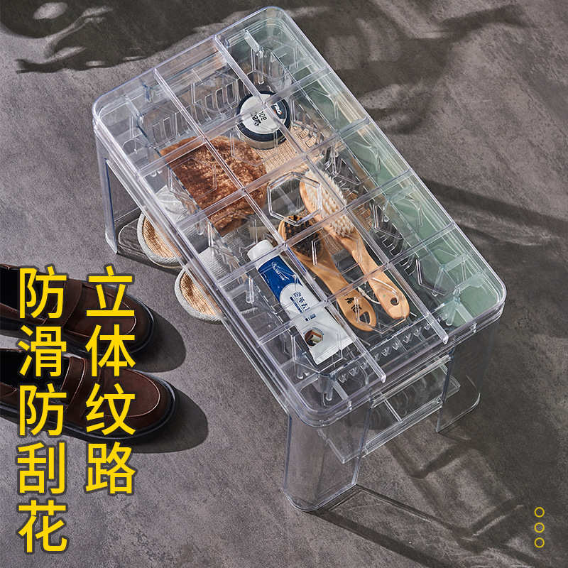 收纳凳多功能浴室收纳凳家用门口成人小孩换鞋凳入门置物透明凳子