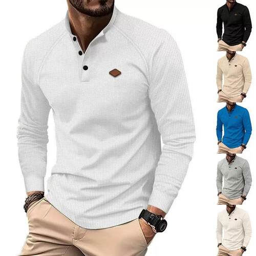 Men's slim fitting buckle shoulder shirt with long sleeves