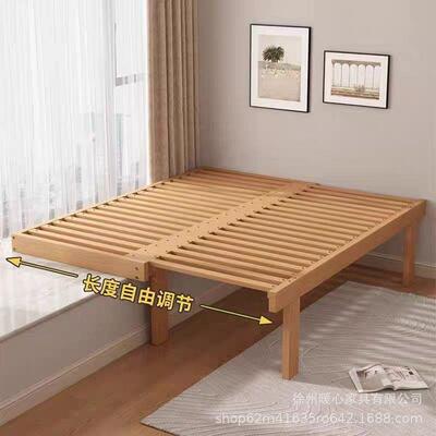 榉木飘窗床伸缩床改造推拉床多功能两用小户型床木床小户型神器