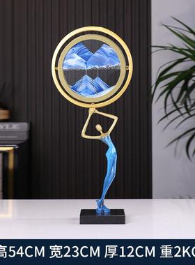 高档3D饰流沙画摆件轻奢体高级感小众电视玄关立柜装品客厅高端工