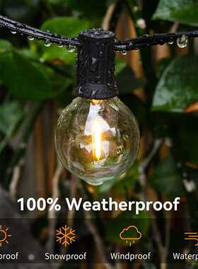 跨境G40 LED灯串 110-220V户外防水高压圣诞装饰氛围E12彩灯串