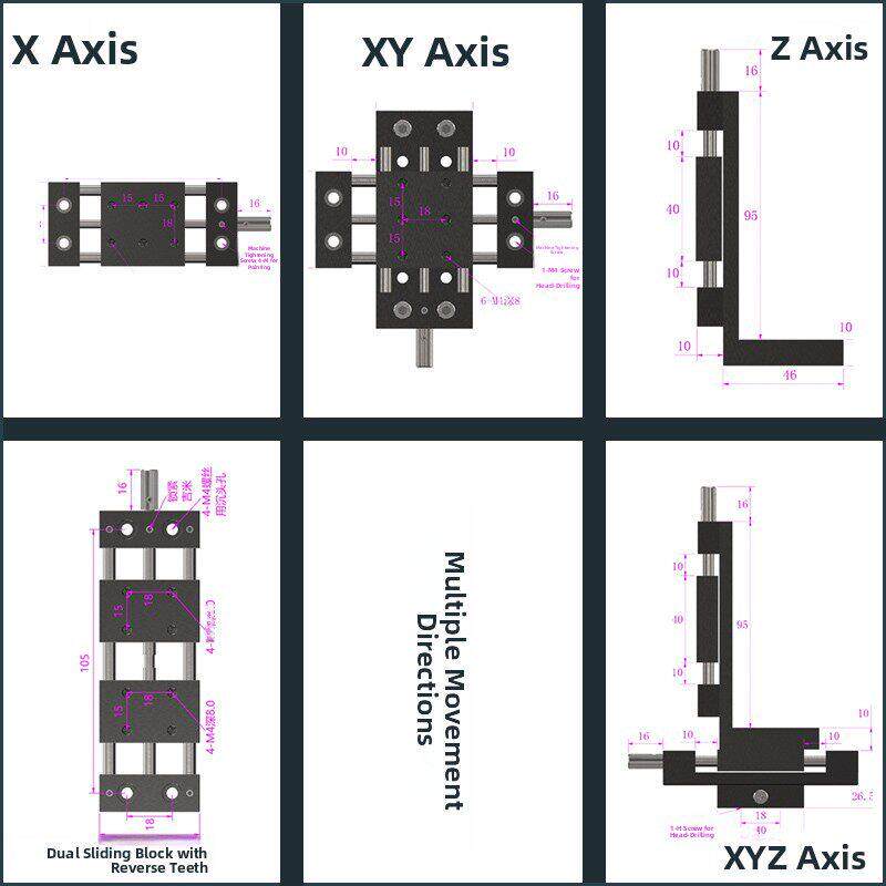 手动十字滑台微型精密导轨滑块DX20/25/40/60XY轴丝杆行程双滑块