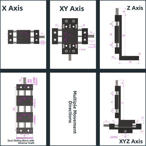手动十字滑台微型精密导轨滑块DX20/25/40/60XY轴丝杆行程双滑块