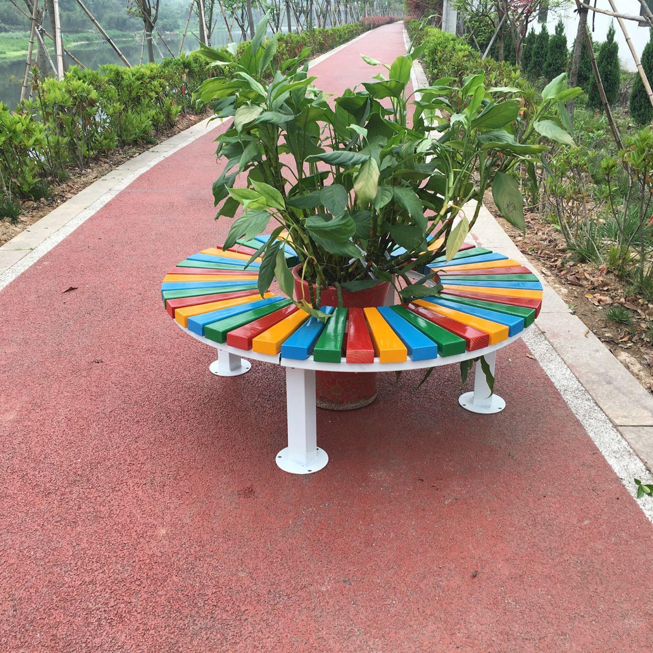 定做广场休息塑木围树椅长春树围椅合成木树圈椅户外户外休闲椅