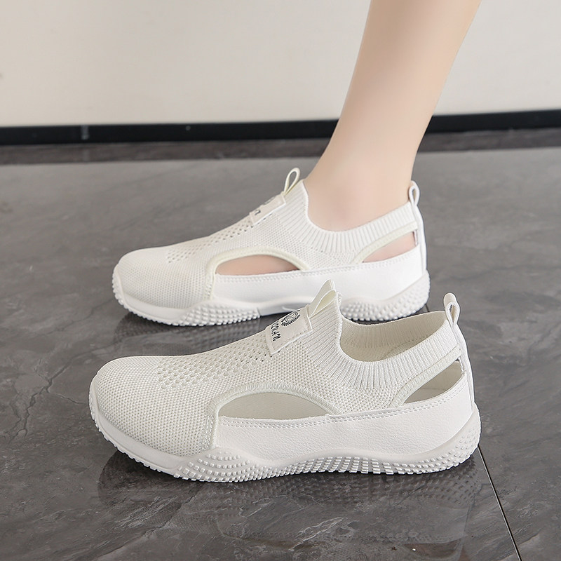 小白鞋镂空布网鞋凉鞋女鞋透气防滑网面一脚蹬妈妈夏季薄底运动鞋,女鞋,网面鞋,淘宝优惠券,粉丝福利购,淘宝优惠卷