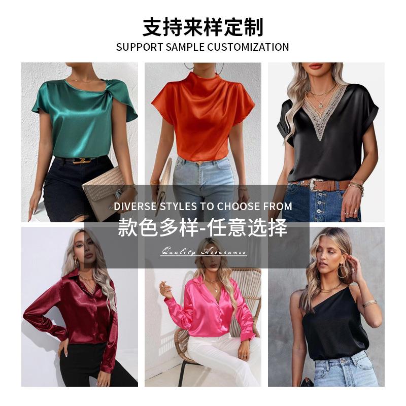 Simulated Top Top Satin Halter Tank Silk Sleeveless Womens