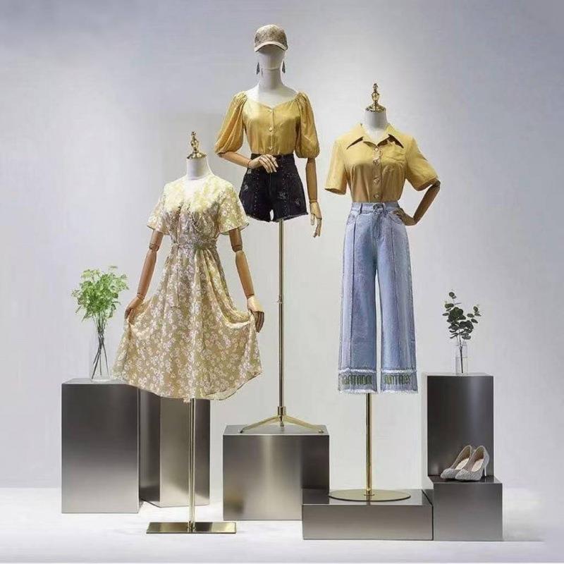 SJ多功能道具摆放台服装店首饰展示台不锈钢银色地台橱窗装饰鞋包