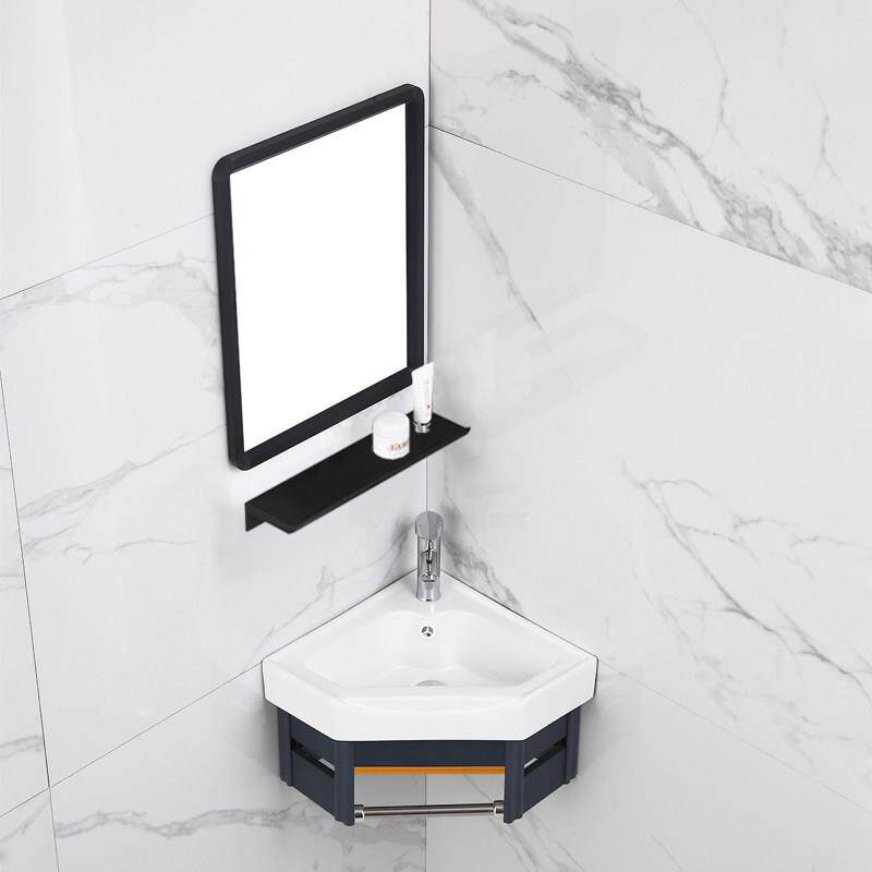 小户型三角形浴室柜组合洗脸盆挂墙式洗漱台阳台一体式陶瓷洗手盆