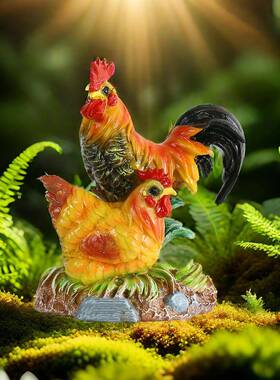 0225跨境爆款苔藓微迷景观装脂饰摆件你桔色公鸡橘色公鸡多肉配饰