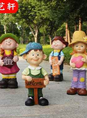 幼儿园商场店门口迎宾人物摆件中秋国庆开业活动装饰道具卡通雕塑