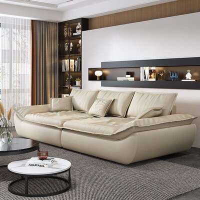 帆船沙发意式轻奢皮布艺超宽坐深现代简约客厅乳胶羽绒科技布网红