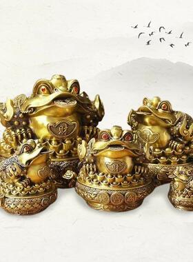 新款直销纯黄铜聚宝盆金蟾摆件如意招财公司店铺客厅开业礼品铜钱