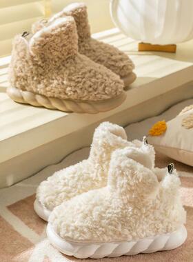 棉拖鞋冬季加绒保暖男女情侣居家室内外防滑软底毛毛棉鞋居家休闲