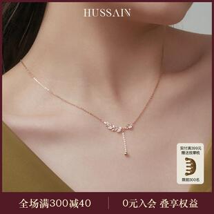 赫生原创设计镶钻麦穗纯银项链女高级感轻奢小众黄金色吊坠送礼物