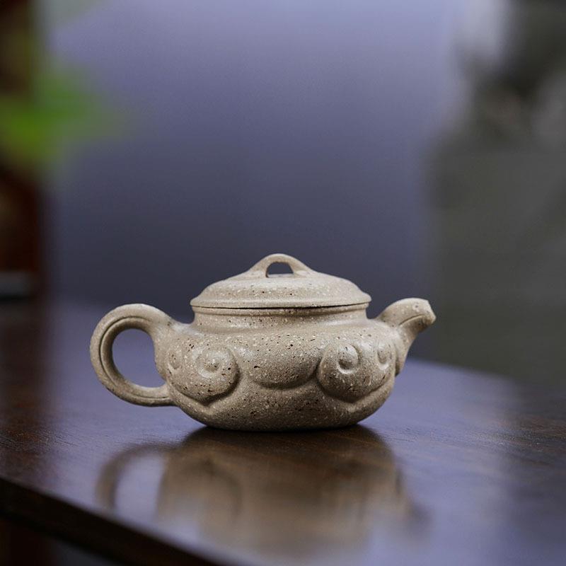 热卖款仿古如意紫砂壶原矿粗砂15目白玉段泥茶壶厂家一件起批