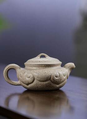 热卖款仿古如意紫砂壶原矿粗砂15目白玉段泥茶壶厂家一件起批