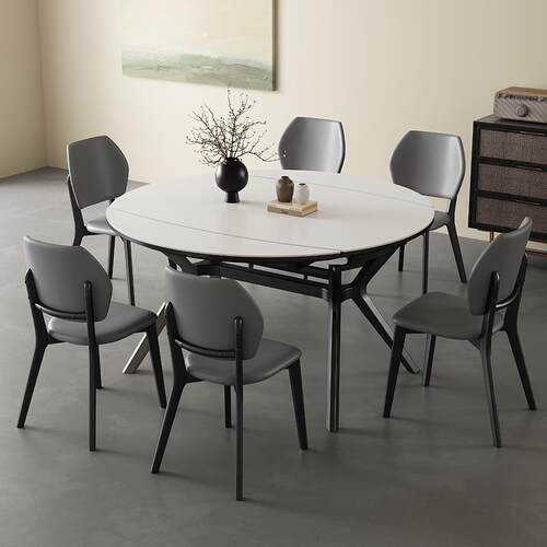 高档原木餐风实木桌岩板小家用户型多功能电磁奢炉简约现代轻伸缩