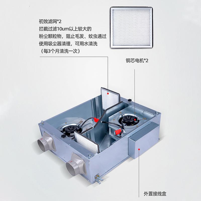 MLG双向流风机商新风系统风餐新厅网吧吊顶式新排用风一体机
