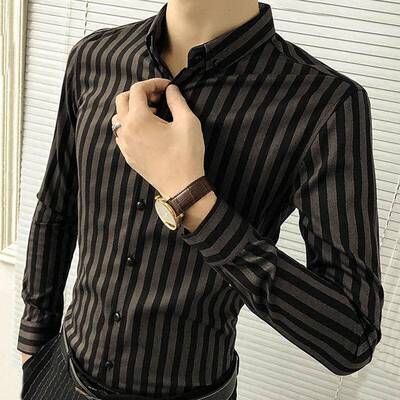 Men's Striped Collared Shirt C381, Fashion Casual Wear