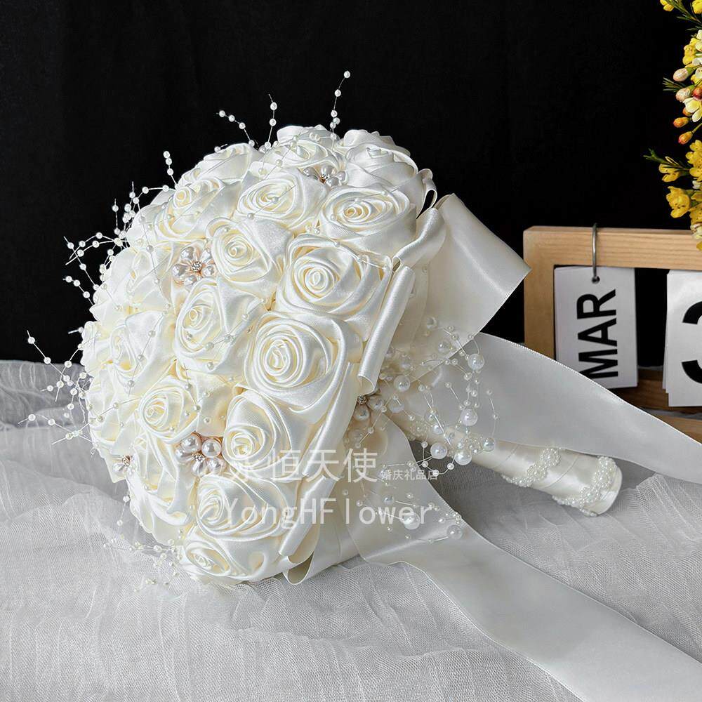 婚纱新娘手捧花diy材料包成品钻石捧花新婚出嫁拍照闺蜜结婚礼物