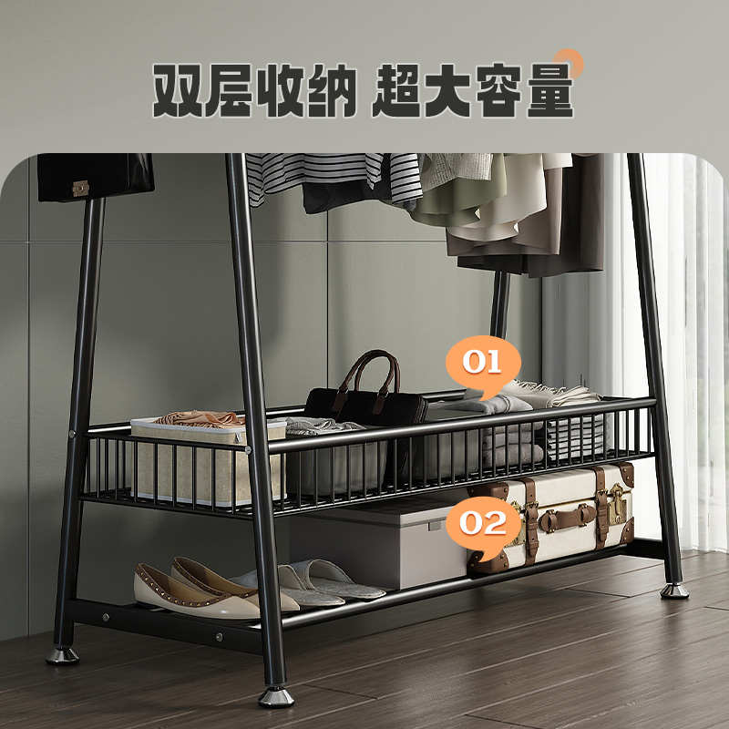 简易衣帽架可移动晾衣架落地室内房间挂衣架子家用卧室衣服挂衣杆
