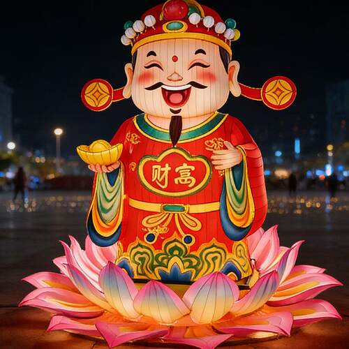 工厂现货财神爷花灯新年民俗节庆商业街广场大型亮化景观彩灯镂空