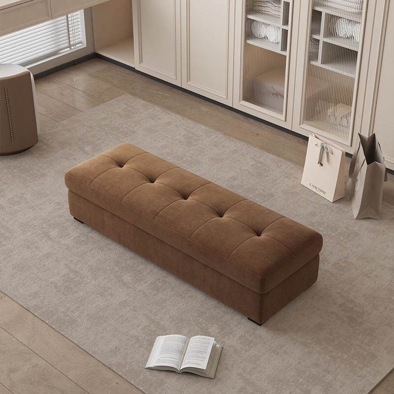 换鞋储物沙发长凳服装店衣帽间卧室收纳放衣服软包长条凳子可坐布