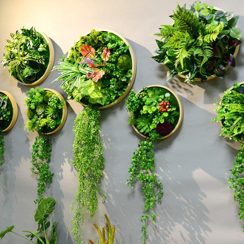 墙面装饰植物墙上圆形仿真多肉壁挂绿植墙体墙面墙壁立体相框装饰