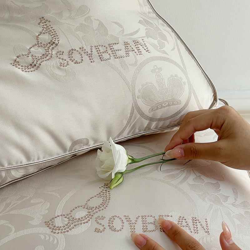 烫bmyy-sc钻60木本大提花A枕类4头豆纤维单人枕芯不变大形8*74一