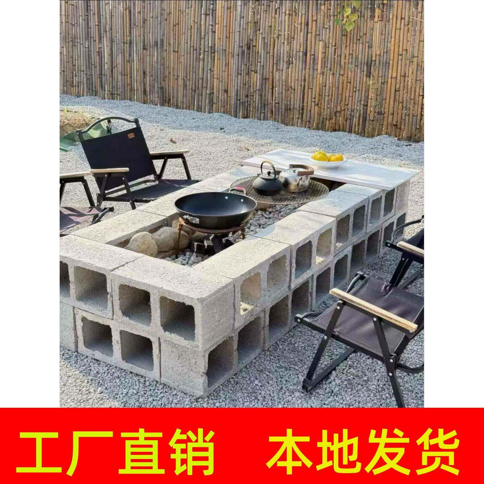 河北保定网红粗糙水泥空心砖 花店装饰砖隔断镂空砖 两孔砖围墙砖