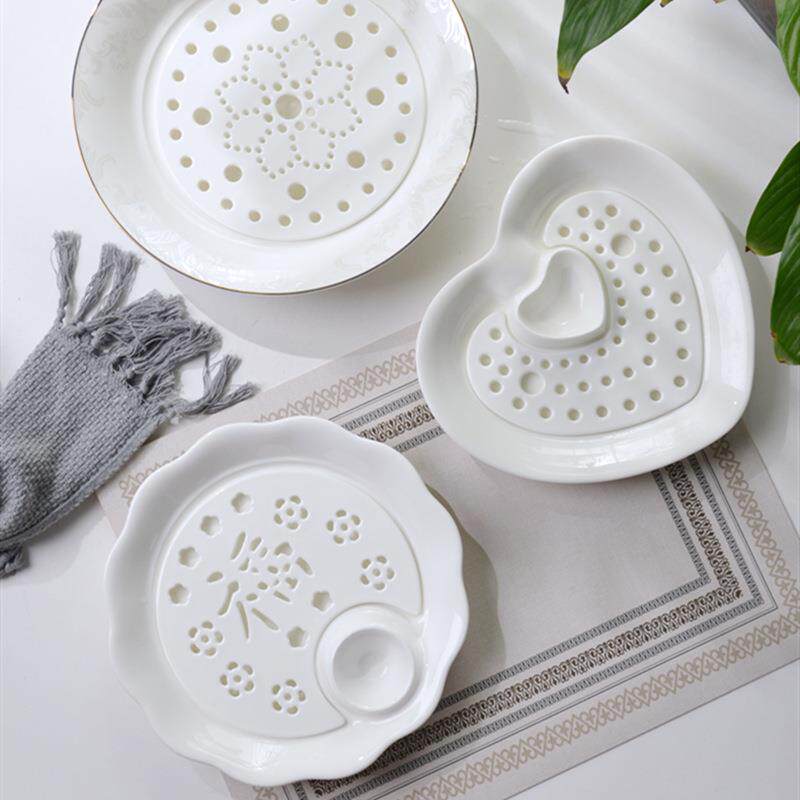水饺子盘带醋碟碗瓷吃饺子盘子创意家用菜盘子薯条装虾盘餐具陶瓷