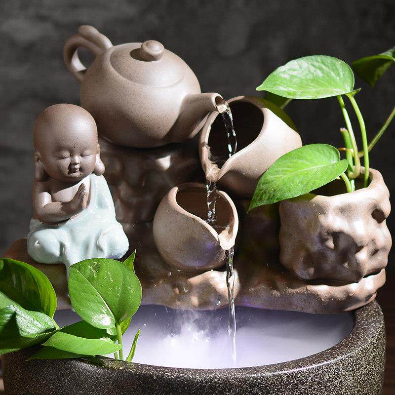 陶瓷鱼缸循环水配件假山石槽喷泉水景过滤器家居鱼盆景观装饰