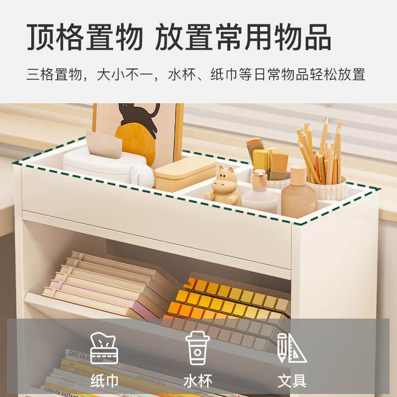 可移书架落桌边床小头置物架卧室书桌地旁动桌下收G128BG5纳柜子