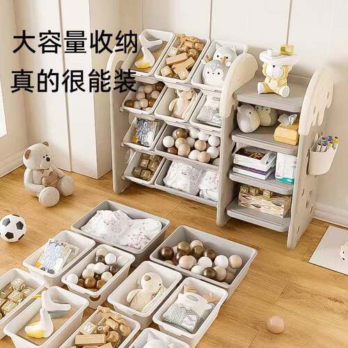 儿童架绘本轮架家用宝宝书落玩TPY具收纳架置物架大容量滑移动家