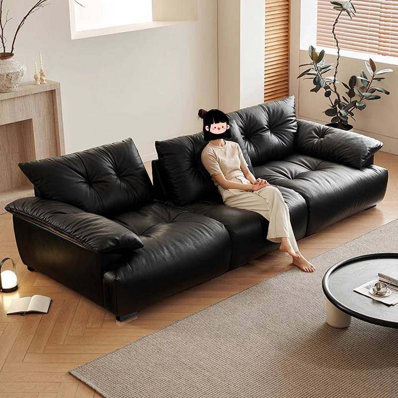 2025新款中古风头层牛皮花苞皮艺沙发超大坐深直排客厅小户型沙发,住宅家具,皮艺沙发,淘宝优惠券,粉丝福利购,淘宝优惠卷