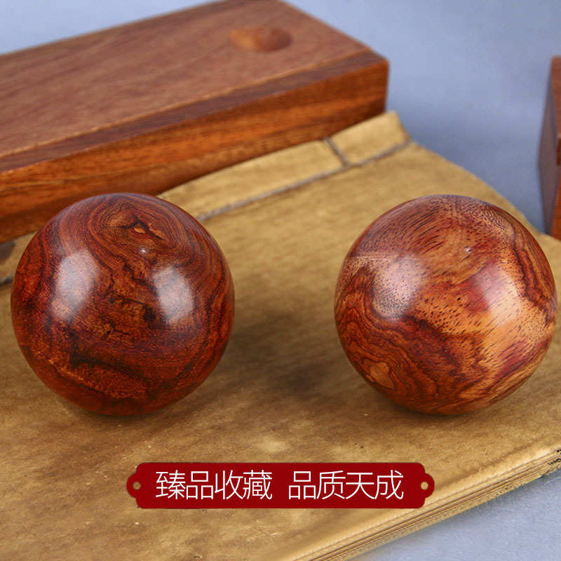海南黄花梨5.0手球精品虎皮纹海黄把件手玩球花梨工艺摆件把件