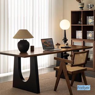 大实木餐桌胡桃色客厅见描述长书桌作台大板餐木议书桌一体会办公