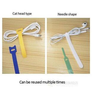 50pcs T-type Velcro Cable Tie Wire Reusable Cord Organizer W