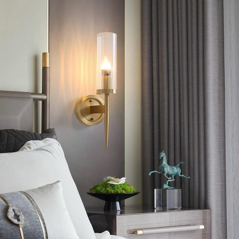 直销全铜后现代床头壁灯轻奢卧室灯北欧简约创意客厅过道灯