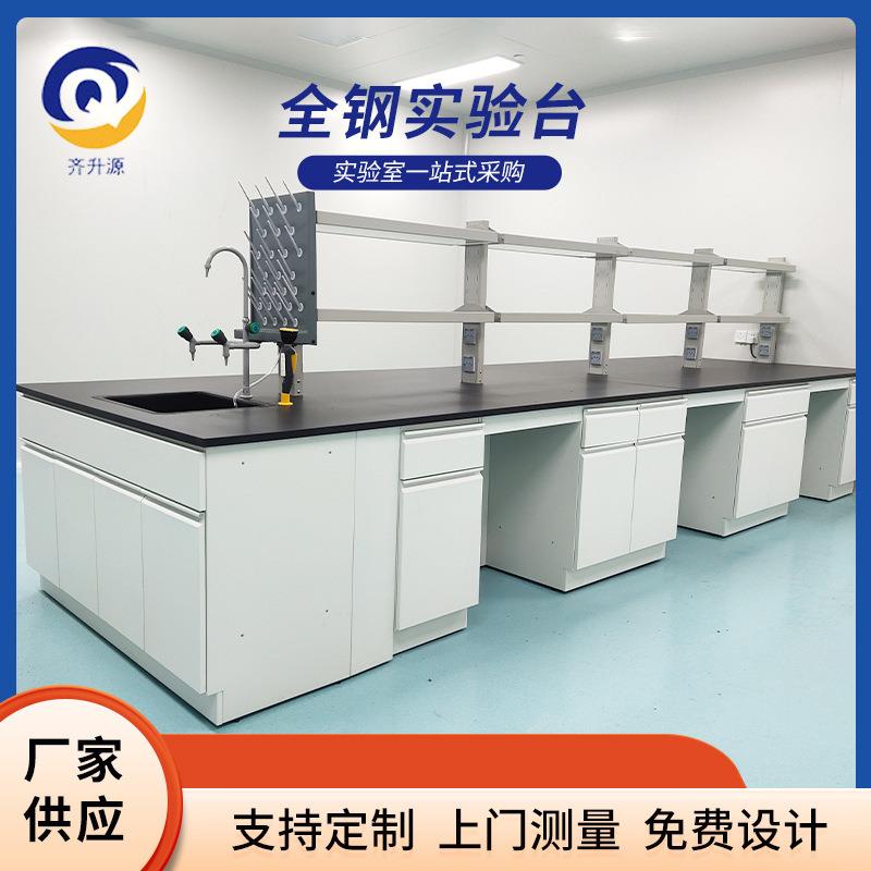 全钢实验台中央操作台边台理化室实验桌水槽台实验柜吊柜试剂架