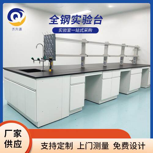 全钢实验台中央操作台边台理化室实验桌水槽台实验柜吊柜试剂架