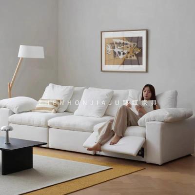 臻红奶油风cloud云沙发电动沙发客厅可拆洗亚麻布艺羽绒沙发