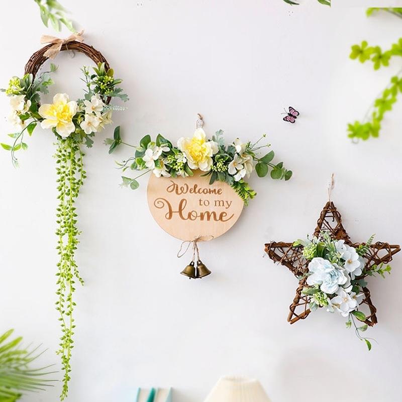 清新墙面装饰壁挂花器儿童房墙上挂饰仿真植物遮丑北欧花蓝挂件