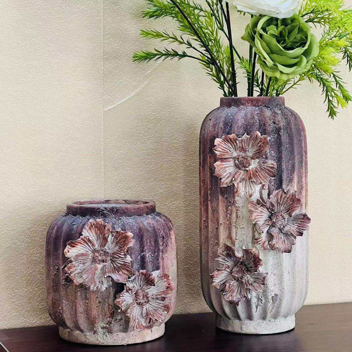 陶瓷花瓶花盆重工艺贴花安装彩绘欧美风格家居摆饰工艺品复古风