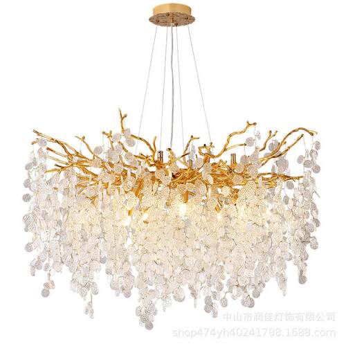 水晶灯现代客厅餐厅卧室灯具个性枝型法式树枝吊灯LED